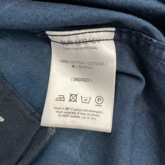 Our Legacy First Hourglass Print Indigo Button Up Shirt Long Sleeve Size: Medium - Picture 8 of 9